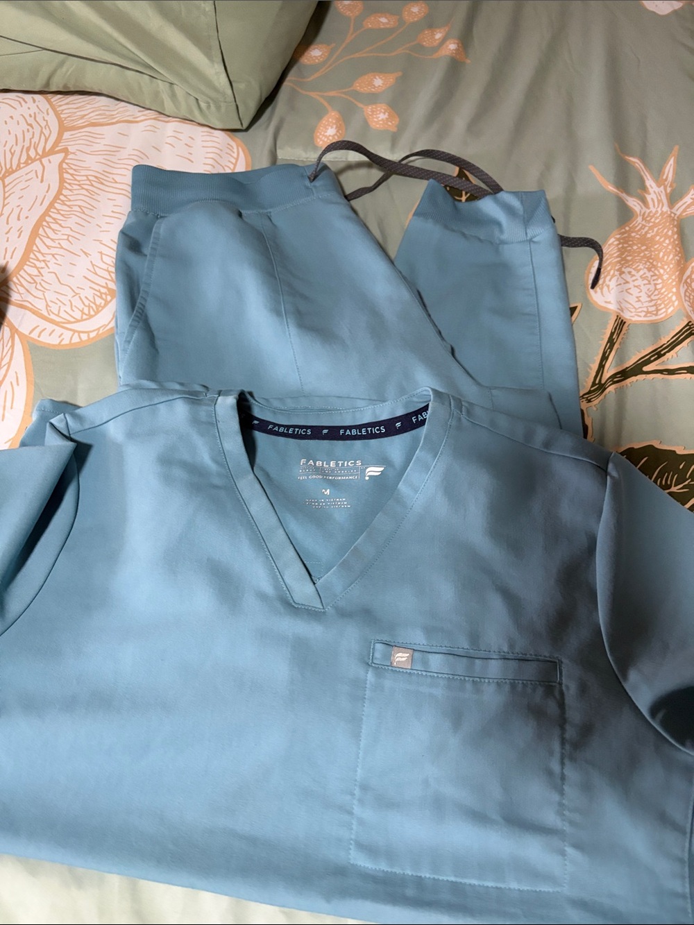 Fabletics Light Blue V-Neck Scrub Set